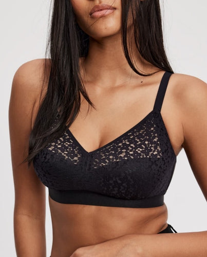 NWT Lunaire Bra 46B Instant Shaping Cami Wire Free Lace Black 4024H  Wireless New