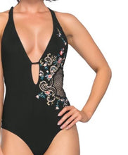 Load image into Gallery viewer, Enchantment Embroidered Plunge One Piece Suit - 8, 12
